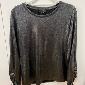 Silver & Black Metallic Long Sleeve Shirt